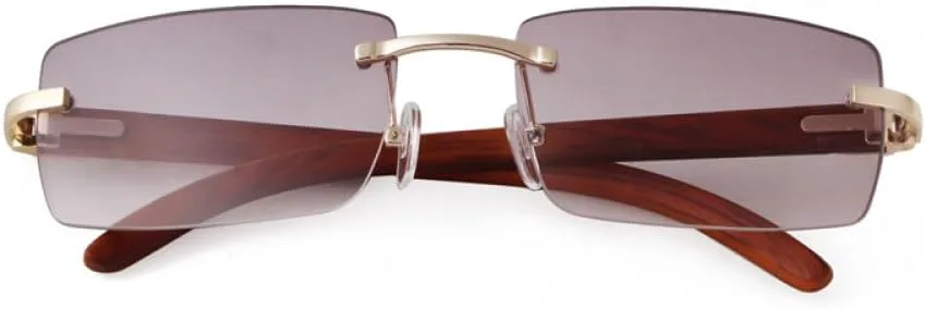 

Женские солнцезащитные очки MUTYNE без оправы, деревянные дужки, модные уличные очки, квадратная форма, роскошные очки, защита от УФ-излучения UV400, C4 Light Grey