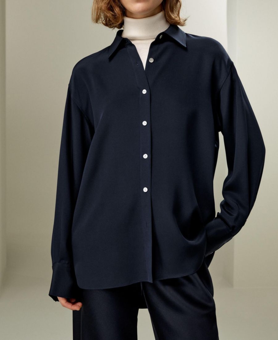 

Женская шелковая рубашка свободного кроя The One LILYSILK, Midnight blue