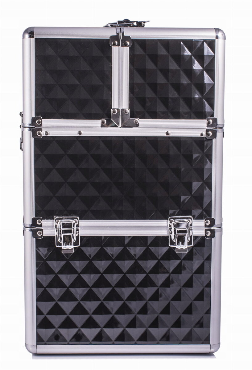Большая косметичка, состоящая из двух частей, с 4 полками, черный Diamond Black 3D Sunone, цвет черный — фото 4