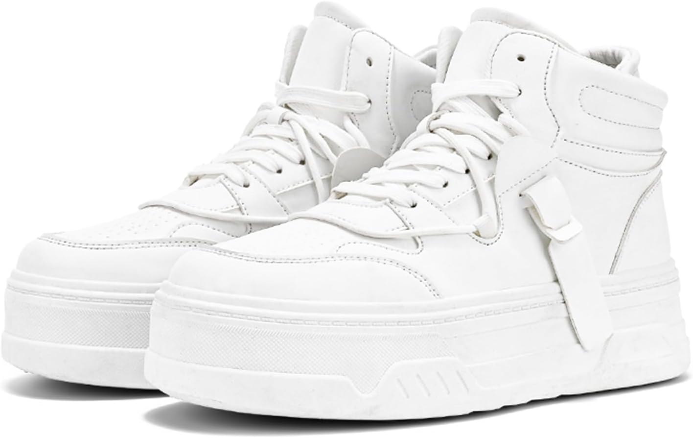 

Мужские спортивные кроссовки на платформе, увеличивающие рост, с кожаным верхом, шнуровкой, нескользящей подошвой, для скейтбординга, ходьбы и вождения Negyanme, белый