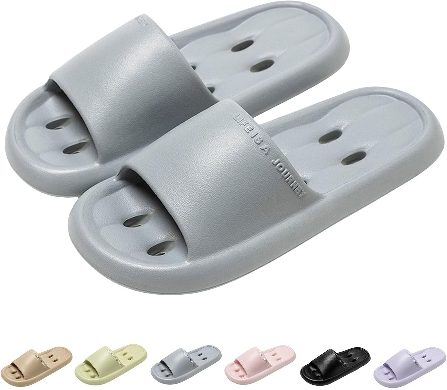 

Душевые тапочки для женщин и мужчин с массажным эффектом, мягкая амортизированная подошва - противоскользящие шлепанцы, быстро сохнущие сланцы, пляжные сандалии, переносные тапочки Generic, серый