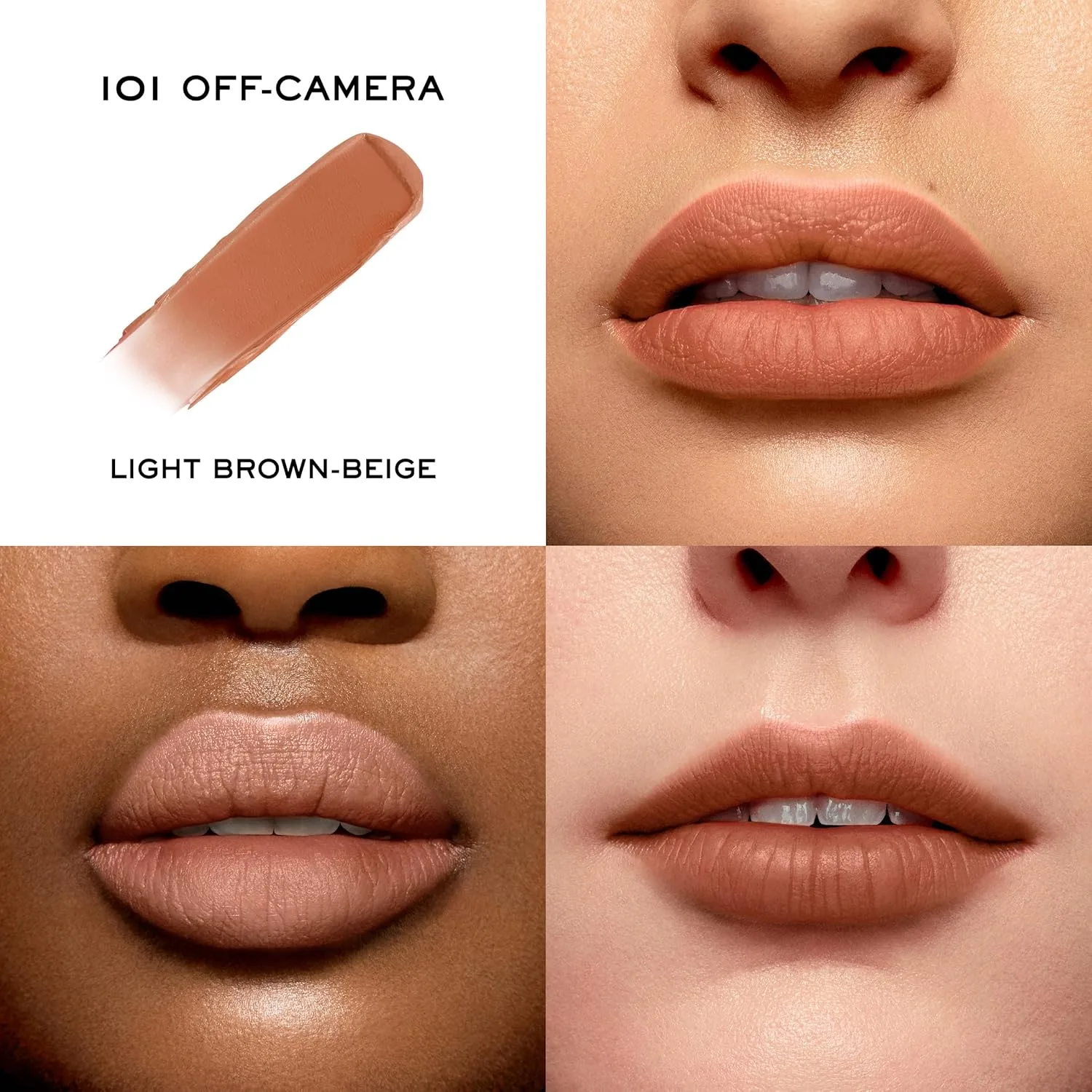 Увлажняющая матовая помада Lancôme L'Absolu Rouge Intimatte - легкая, легко наслаиваемая формула с мягким матовым финишем - комфорт до 24 часов., 101 Off-Camera: Light brown beige — фото 2