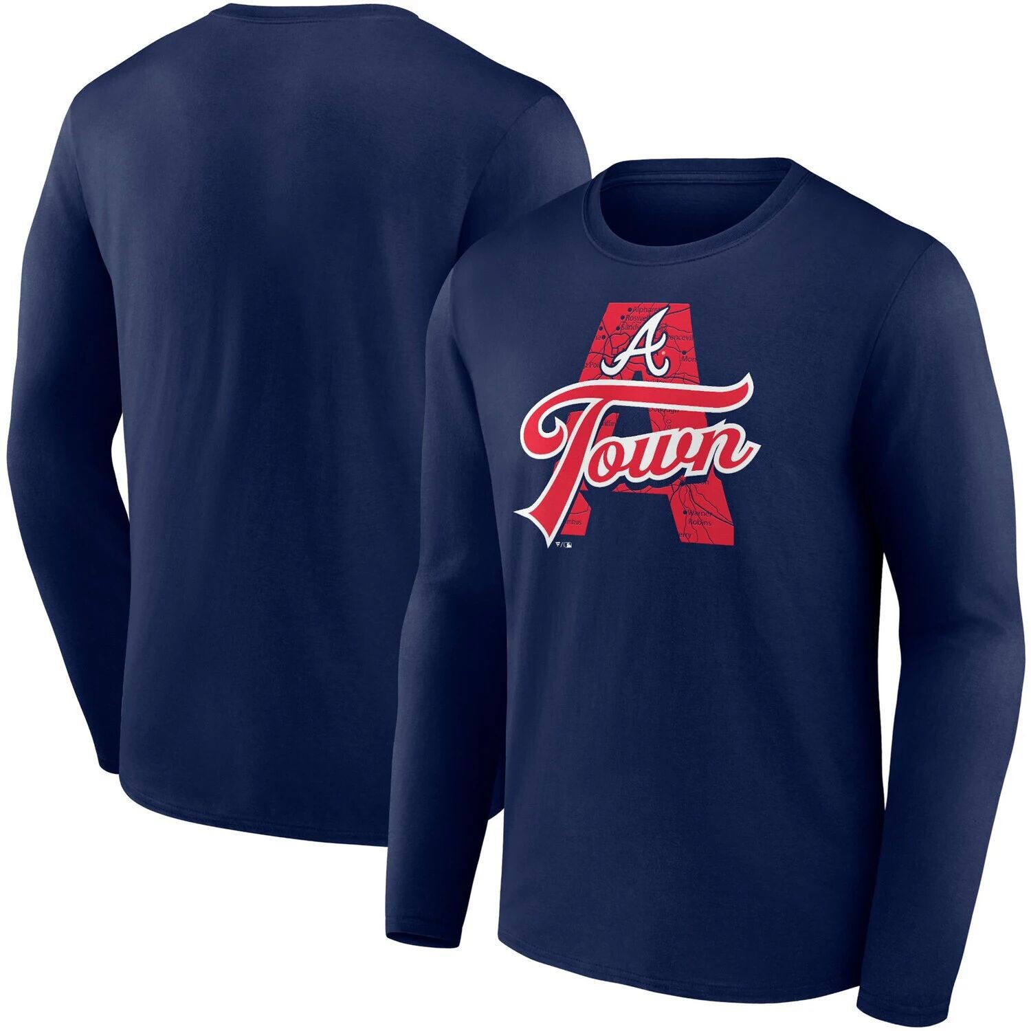 

Мужская темно-синяя футболка с длинным рукавом Atlanta Braves A-Town Hometown Collection Fanatics, Синий, Мужская темно-синяя футболка с длинным рукавом Atlanta Braves A-Town Hometown Collection Fanatics