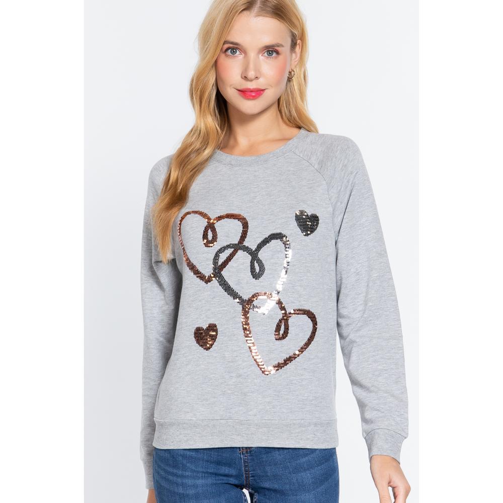 

Топ-пуловер из французского трикотажа с пайетками FASHNZFAB, цвет heather grey