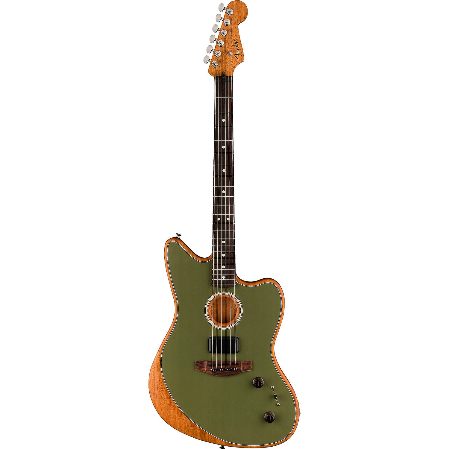 

Акустическая электрогитара Fender Acoustasonic Player Jazzmaster Sitka из ели и красного дерева, античная оливковая гитара