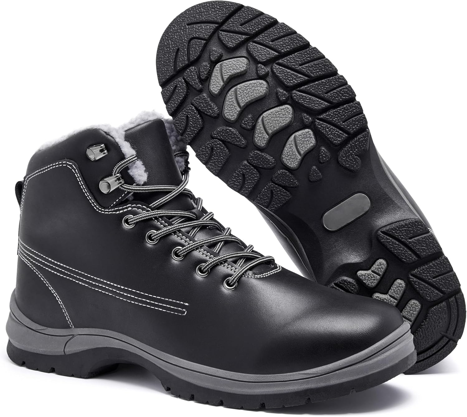 

Мужские зимние теплые снежные ботинки с меховой подкладкой, противоскользящие, модные, легкие, водоотталкивающие, ботинки до щиколотки Yingcsm, черный