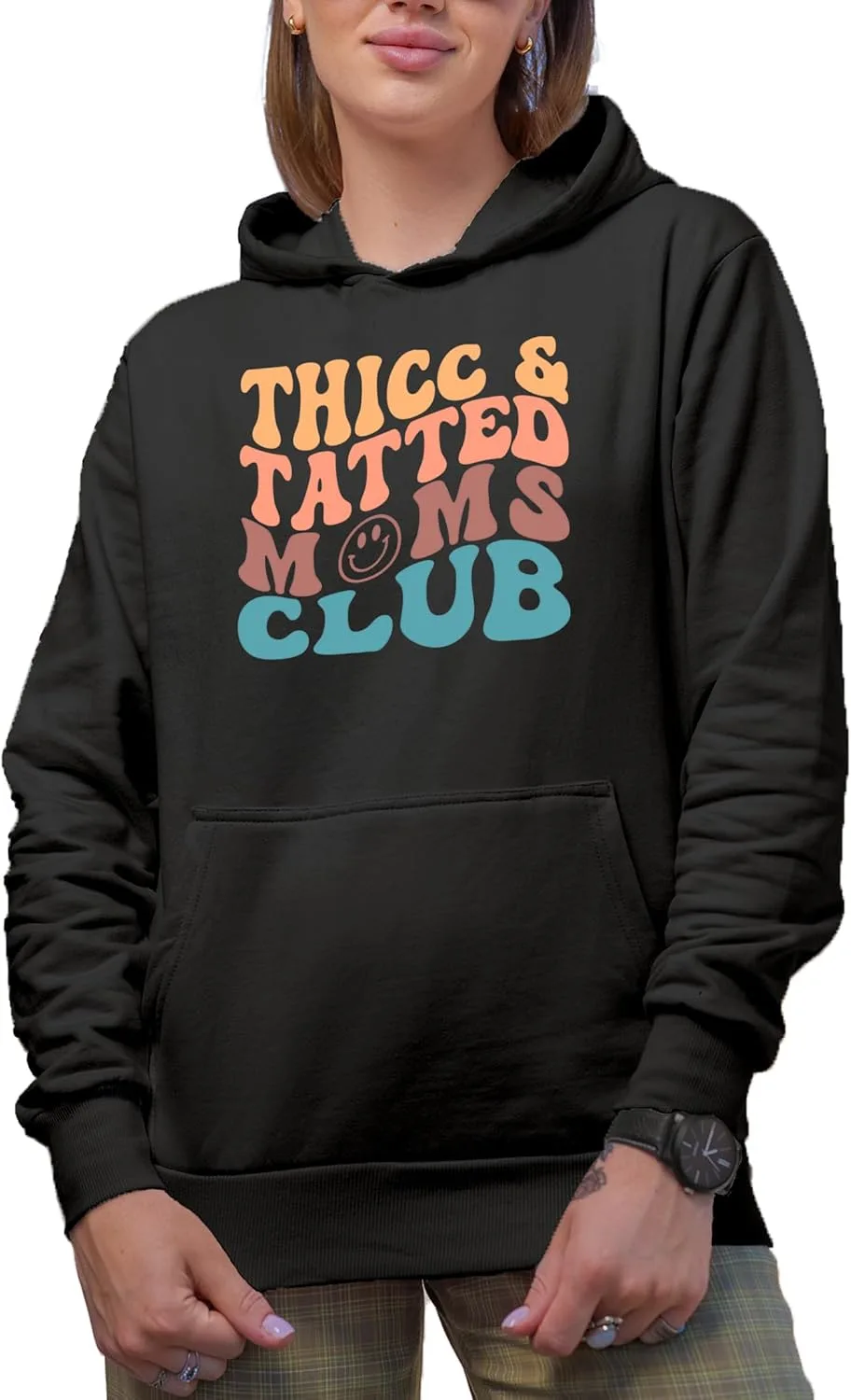 

Толстовка с капюшоном Thicc and Tatted Moms Club, ретро-принт Make Your Mark Design