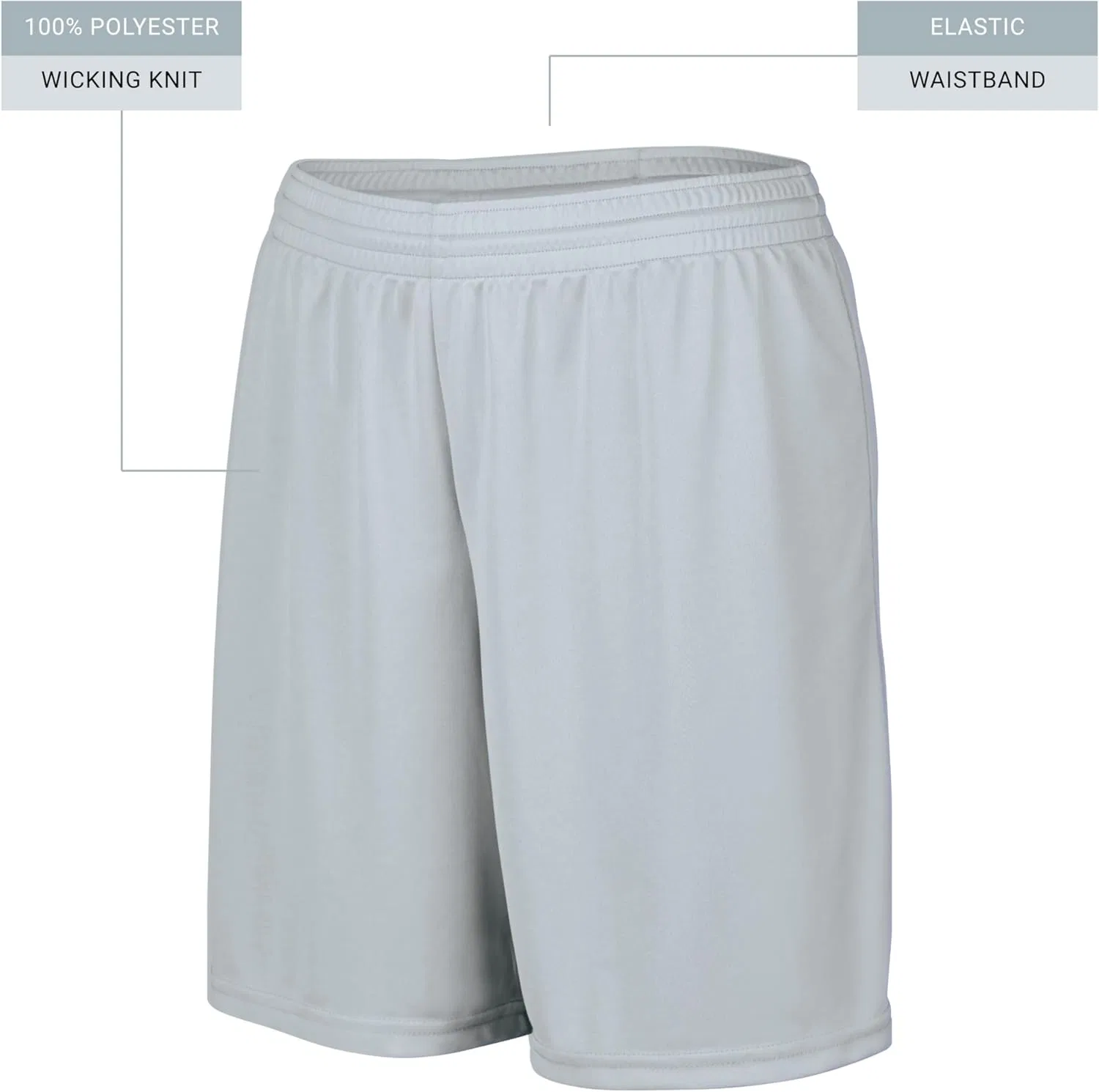 Женские спортивные шорты Augusta Sportswear Octane с длиной внутреннего шва 7 дюймов. Спортивная одежда для женщин, серебро — фото 3