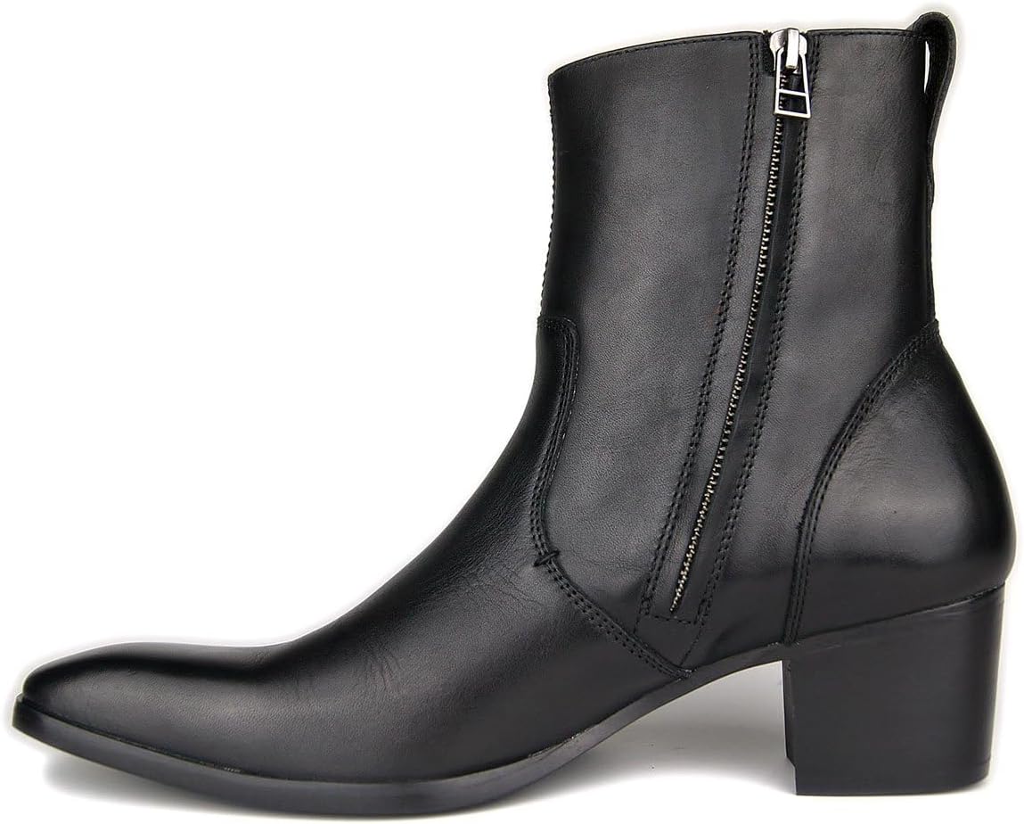 Мужские кожаные ботинки OSSTONE Chukka, дизайнерские ботинки с каблуком, повседневная обувь на молнии OS-VF1088-US, черный — фото 3