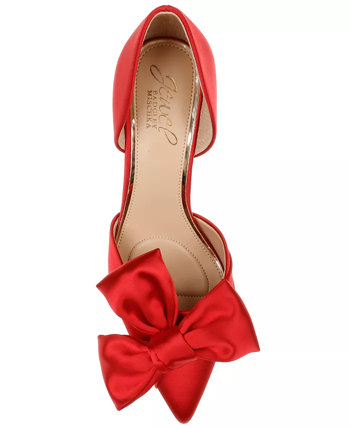 Женские вечерние туфли-лодочки Sidney Slip On с бантом Jewel Badgley Mischka, красный — фото 4