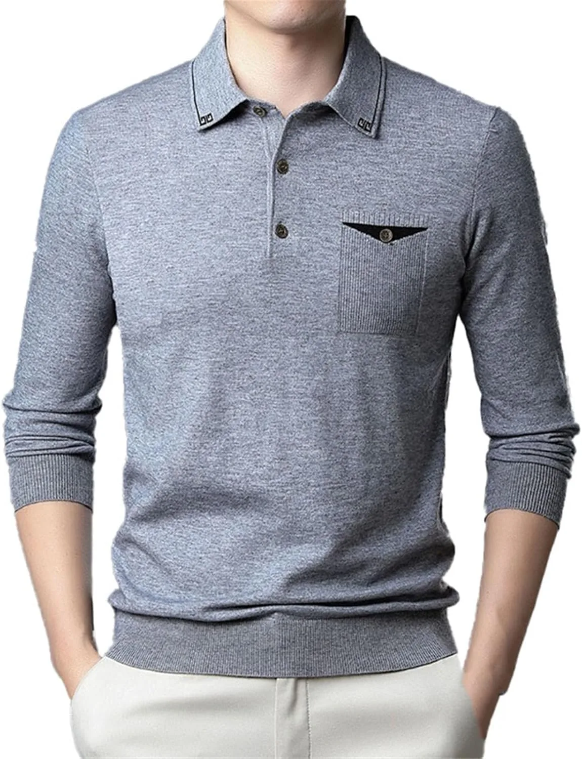 

Мужской вязаный свитер с длинным рукавом CXLCZNKG