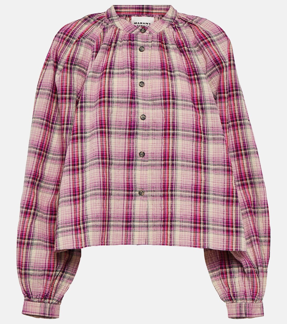 

Рубашка из хлопка и льна в клетку MARANT ETOILE, розовый