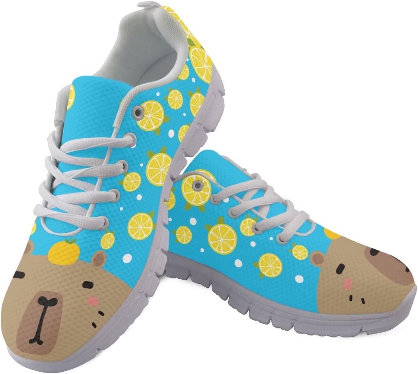 

Кроссовки Jeiento для мужчин и женщин с животным принтом, нескользящие, легкие, для фитнеса, дышащие, спортивная обувь из сетки, Capybara and Orange