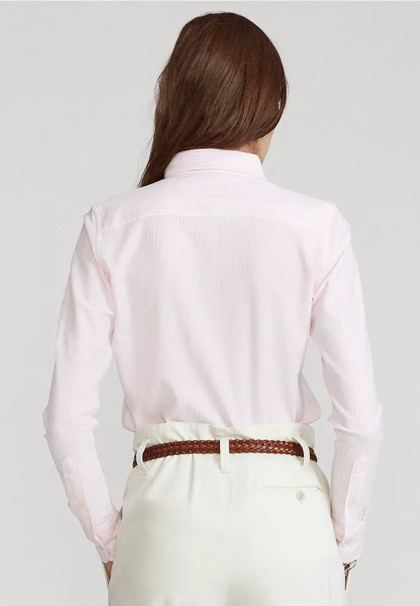 Полосатая рубашка-оксфорд, блузка на пуговицах Polo Ralph Lauren, Carmel Pink/White — фото 3