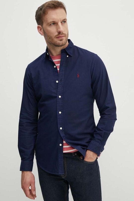 

Хлопковая рубашка Polo Ralph Lauren, темно-синий