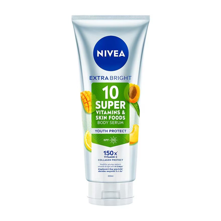 

Nivea NIVEA Extra Bright 10 Super Vitamins Skin Foods Сыворотка для тела «Защита молодости» 320 мл, White