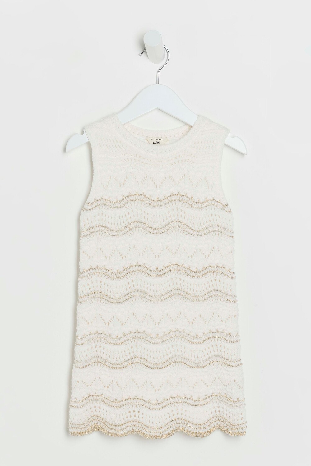 

Мини-Платье для девочек крючком River Island, бежевый