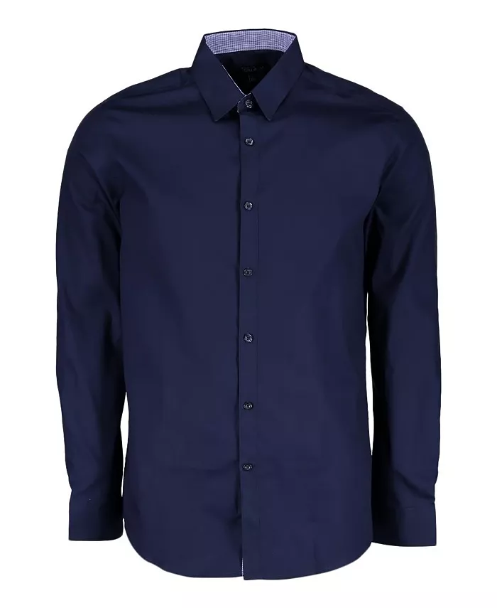 

Мужская однотонная рубашка с длинным рукавом Slim Fit Galaxy By Harvic, синий
