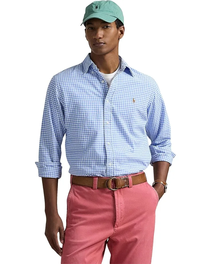 Рубашка Polo Ralph Lauren Classic Fit Gingham Oxford Shirt, Light Blue/White