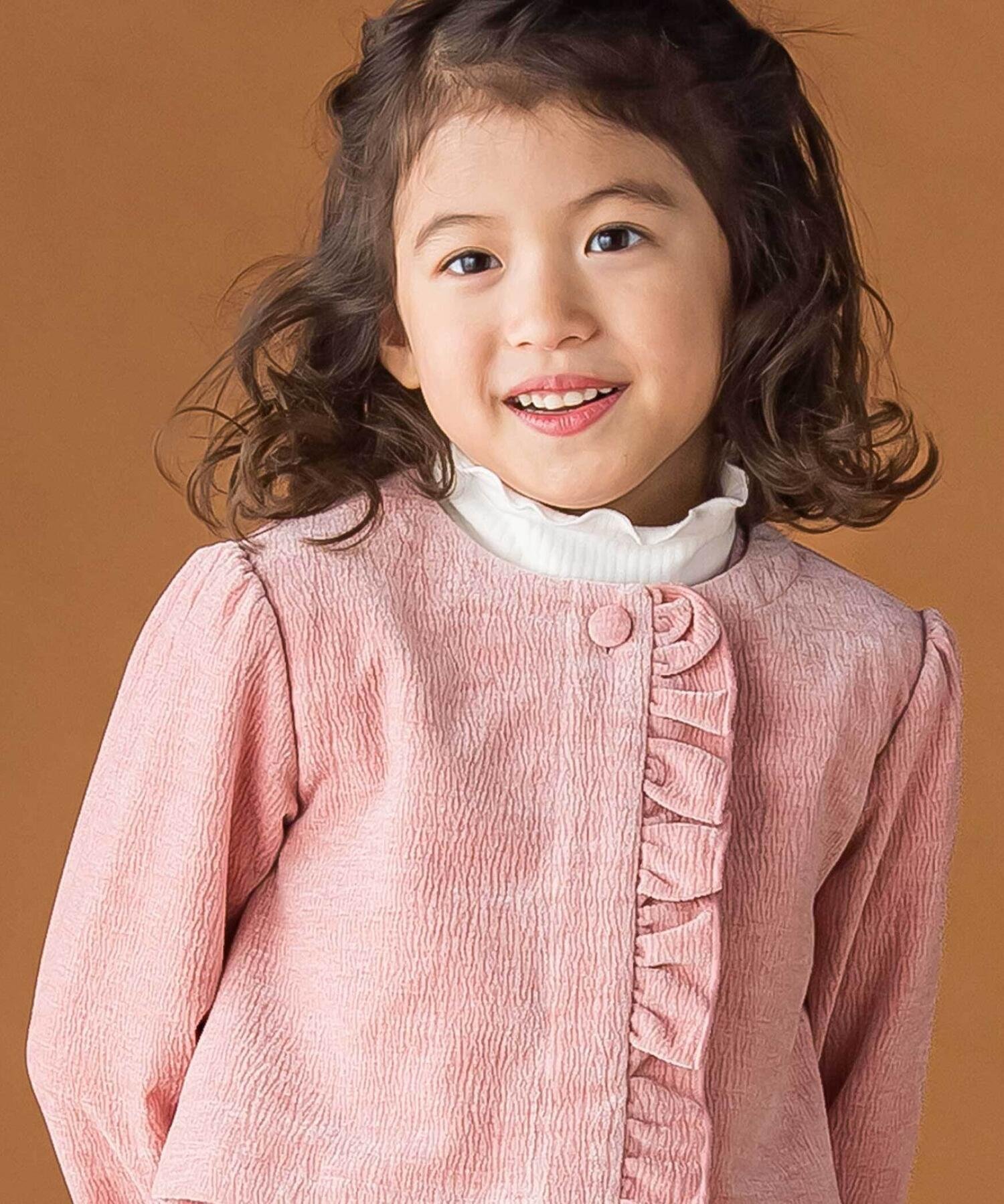 Короткая куртка с оборками из жаккардовой ткани с начесом (95-150 см) BeBe Petits Pois Vert, Pink — фото 3