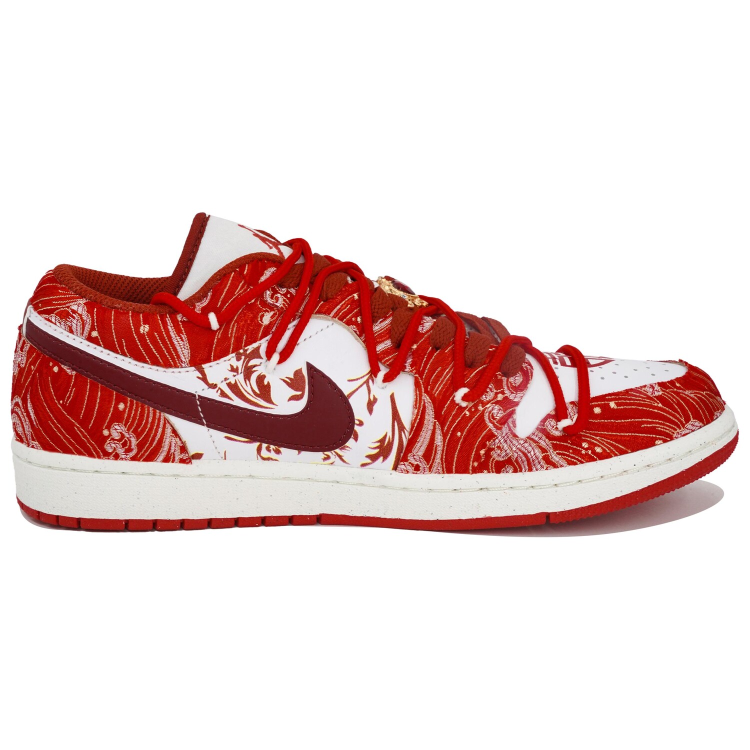 Кроссовки Air Jordan 1 Vintage Basketball Shoes Women's Low-top Gold, красный — фото 3