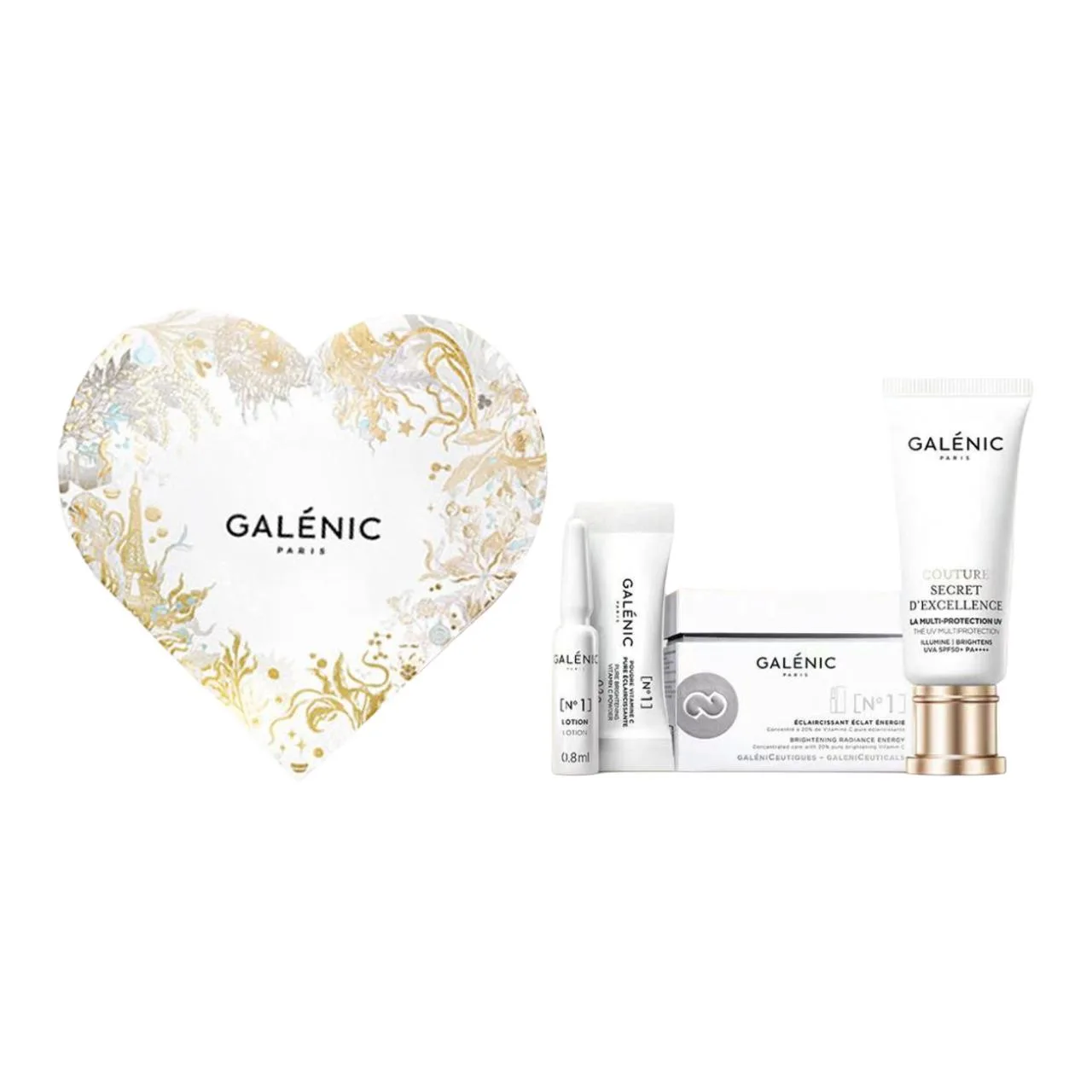 GALENIC Набор уходовой косметики Limited VC Serums Snow Algae Sun Protection Cream Heart Box с увлажняющим UV-фильтром 30 мл + 12 шт, Two-Piece Set: No. 1 Light-Sensing Active VC Serums 12 Sets+Sunscreen Lotions 30ml