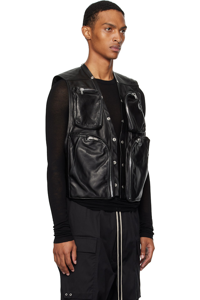 Кожаный грузовой жилет Concordians Rick Owens, черный — фото 2