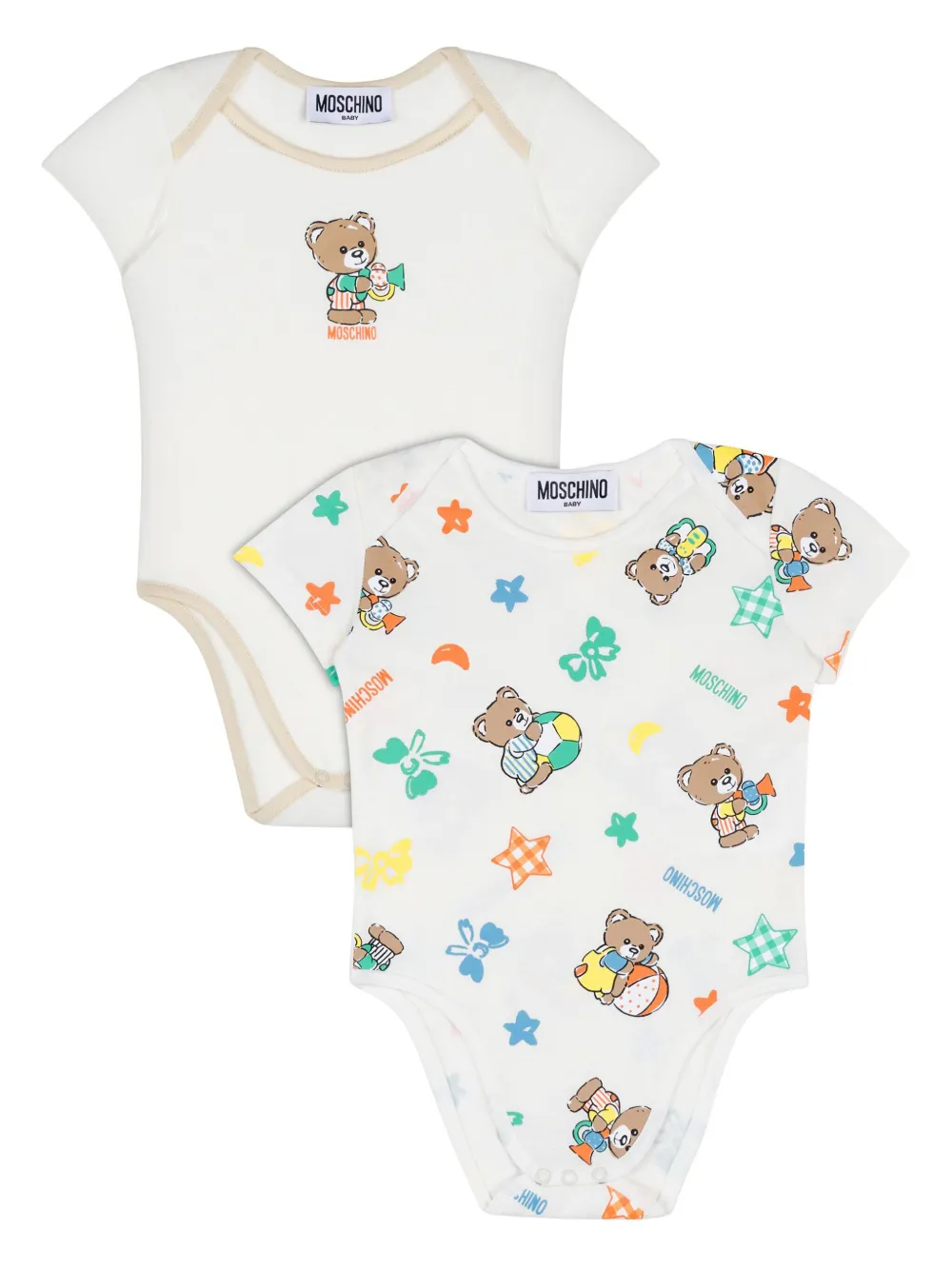 

Комплект из двух комбинезонов с принтом Moschino Kids, нейтральный