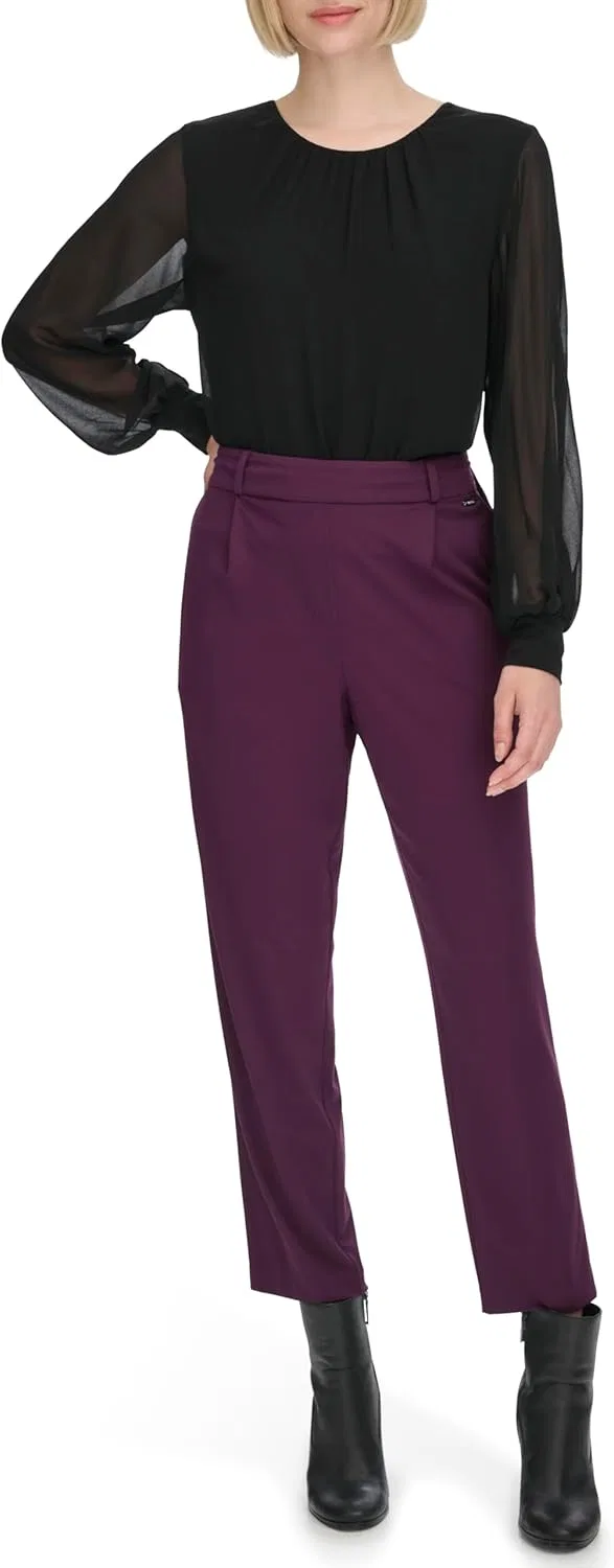 Calvin Klein женские плиссированные брюки, Aubergine