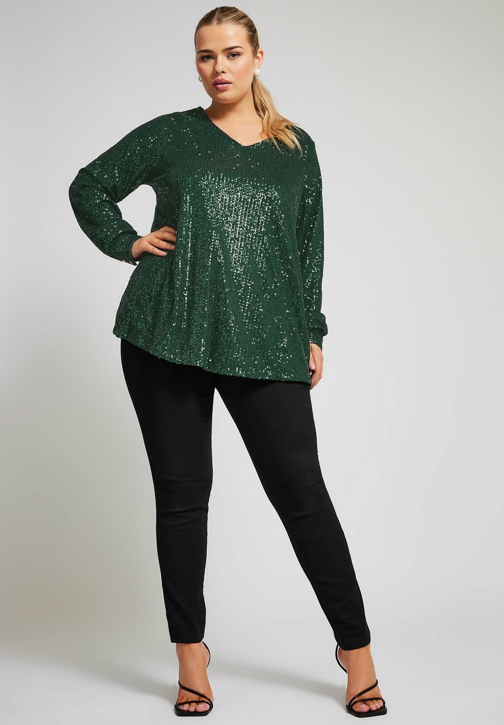 

Блуза SEQUIN V-NECK Yours Clothing, темно-зеленый