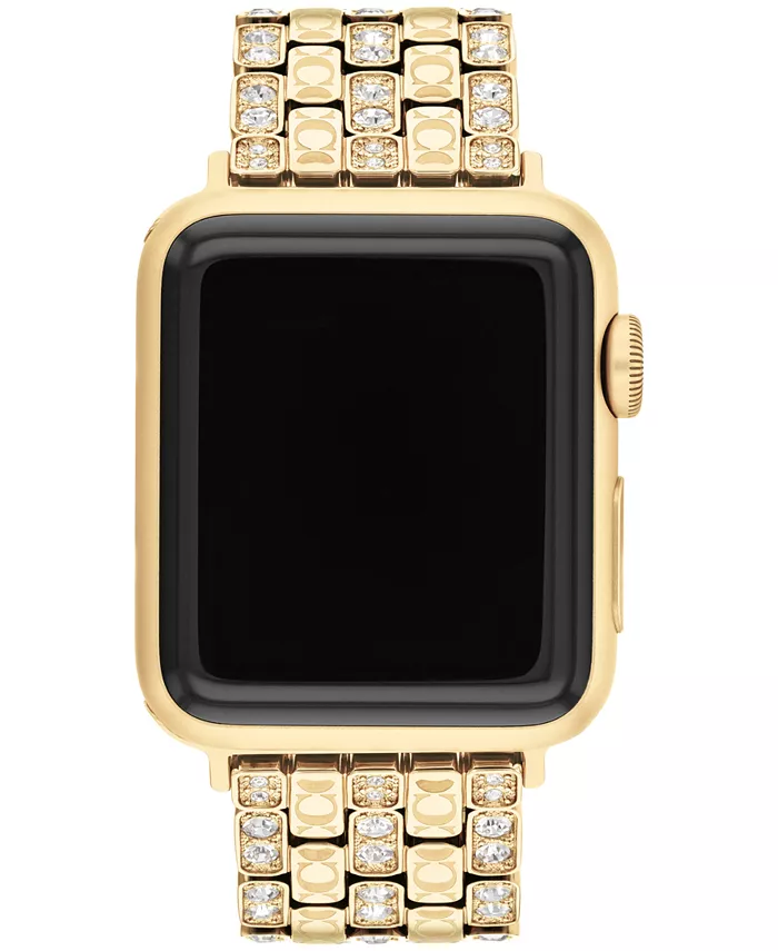 

Женский золотистый браслет из нержавеющей стали с кристаллами для Apple Watch 38mm, 40mm, 41mm COACH