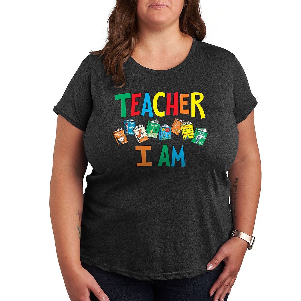 

Футболка Plus Dr. Seuss Teacher I Am с рисунком Licensed Character, цвет Heather Charcoal
