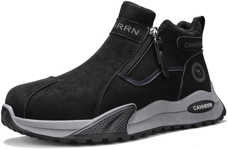 

Зимние ботинки для мужчин, высокие кроссовки для походов, повседневная обувь, кроссовки, противоскользящая подошва, прогулочные ботинки на щиколотку, снежные ботинки на молнии Hhhchpm, черный
