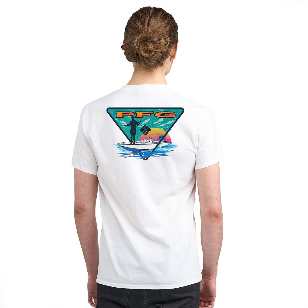 

Мужская футболка Columbia PFG Performance Fishing Gear с короткими рукавами и графическим рисунком, цвет White Boat