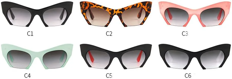 

Модные солнцезащитные очки без оправы для женщин и мужчин, ретро-очки в полуободковой оправе «кошачий глаз», классические очки с леопардовым принтом TYUVIVO, C6