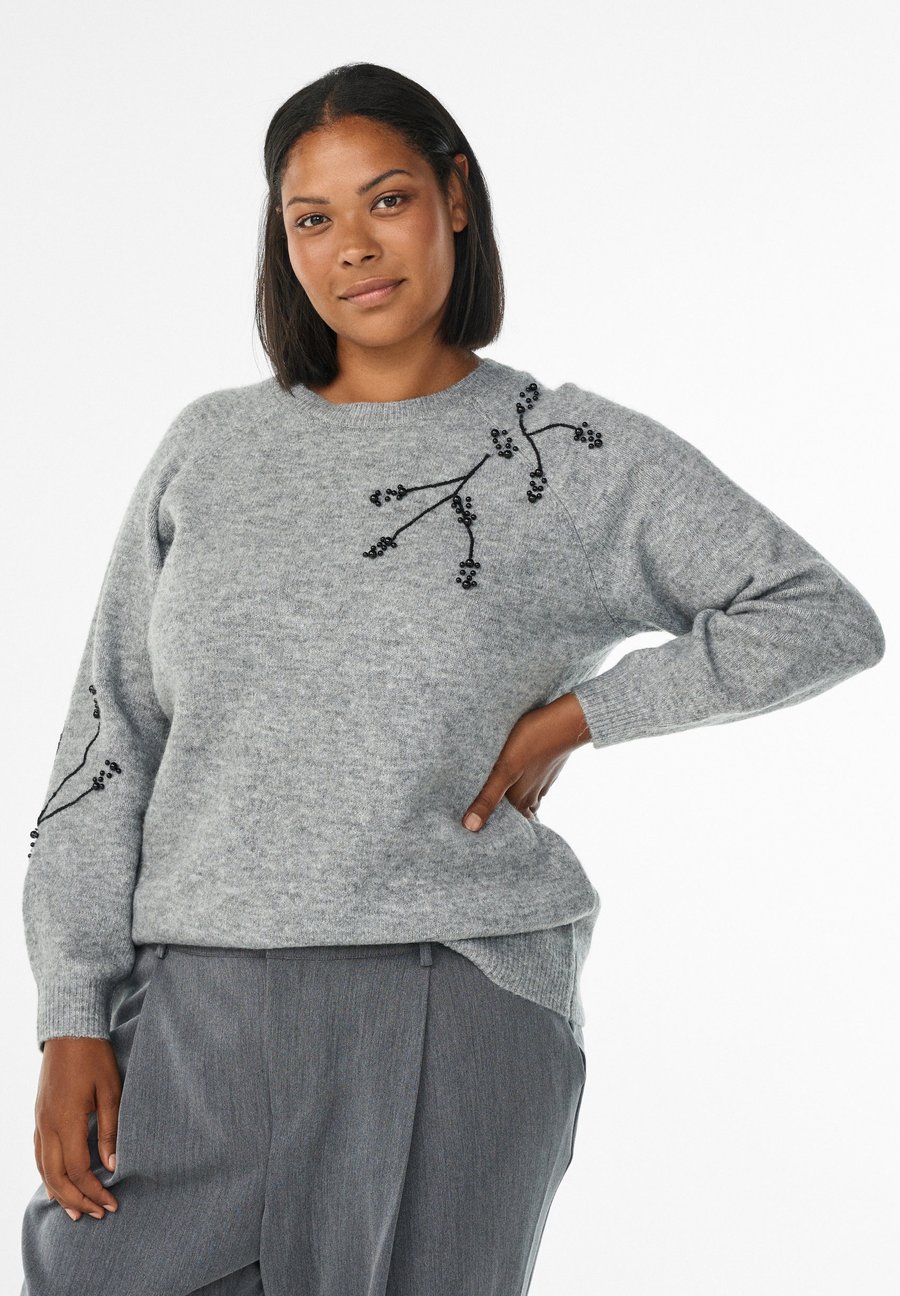 

Джемпер Zizzi Jumper, Medium Grey Melange/Grey