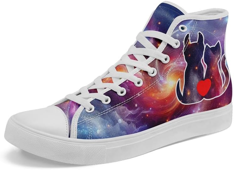 

Высокие кеды из ткани для девочек и мальчиков с принтами галактики, кошек и собак, модные кроссовки, дышащие, легкие, повседневная обувь Awsole, белый/красный/синий/фиолетовый