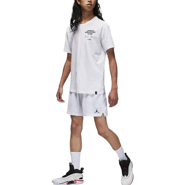 Футболка Men's Air Jordan Minimalistic Alphabet Printing Round Neck Casual Short Sleeve White T-Shirt, белый — фото 3