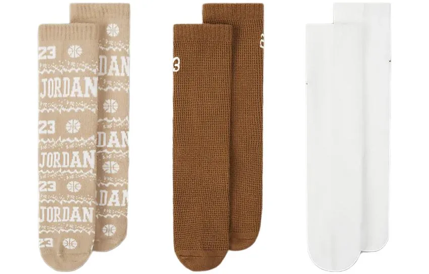 Носки унисекс, набор из 3 пар Jordan, 3 Pack (White+Khaki+Turmeric)