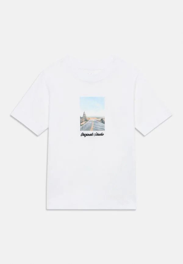 Футболка с принтом jornorrebro, круглый вырез. Jack & Jones Junior, Bright White