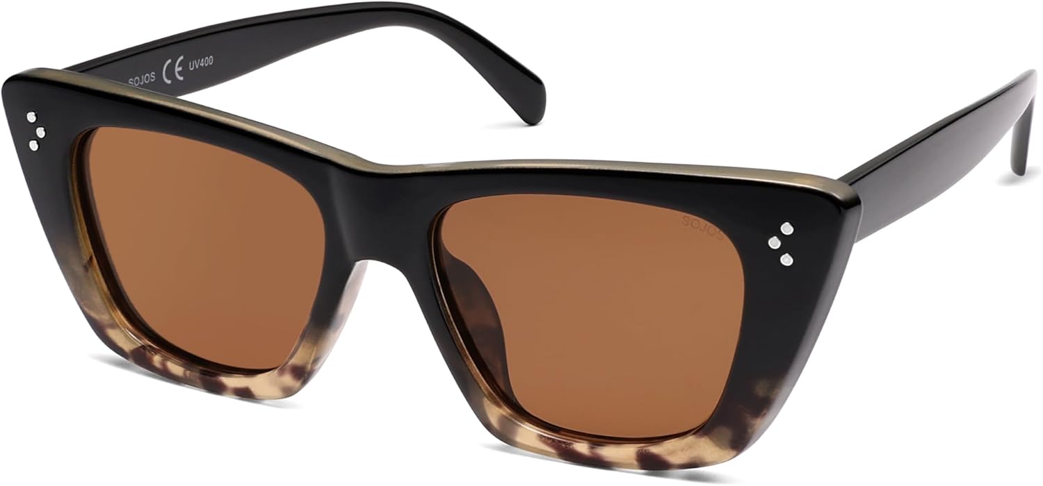 

Солнцезащитные очки SOJOS Retro Trendy Cat Eye с поляризованным покрытием для женщин, стильные, с защитой от УФ-излучения UV400, модель SJ2199, Black Gradient Tortoise/Brown