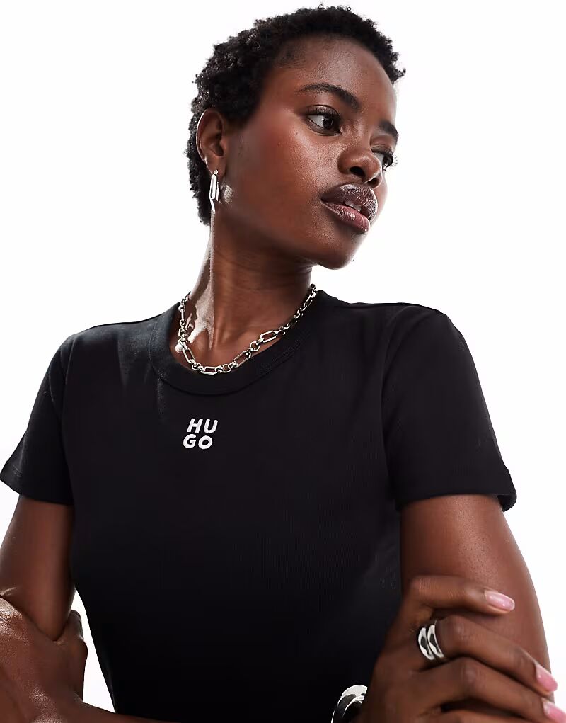 

Укороченная футболка черного цвета Hugo Red