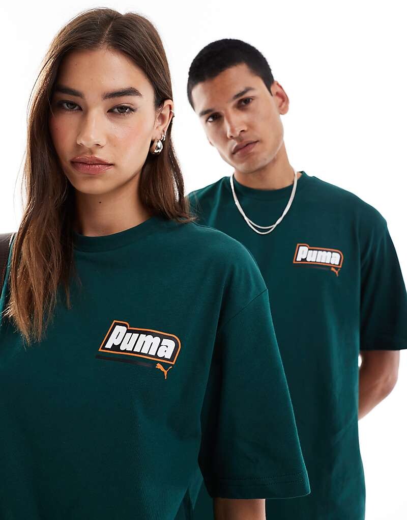 

Темно-зеленая футболка PUMA с логотипом на левой груди