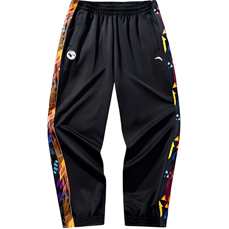 

Anta Мужские повседневные брюки из баскетбольной коллекции, базовые, черно-красно-перечные