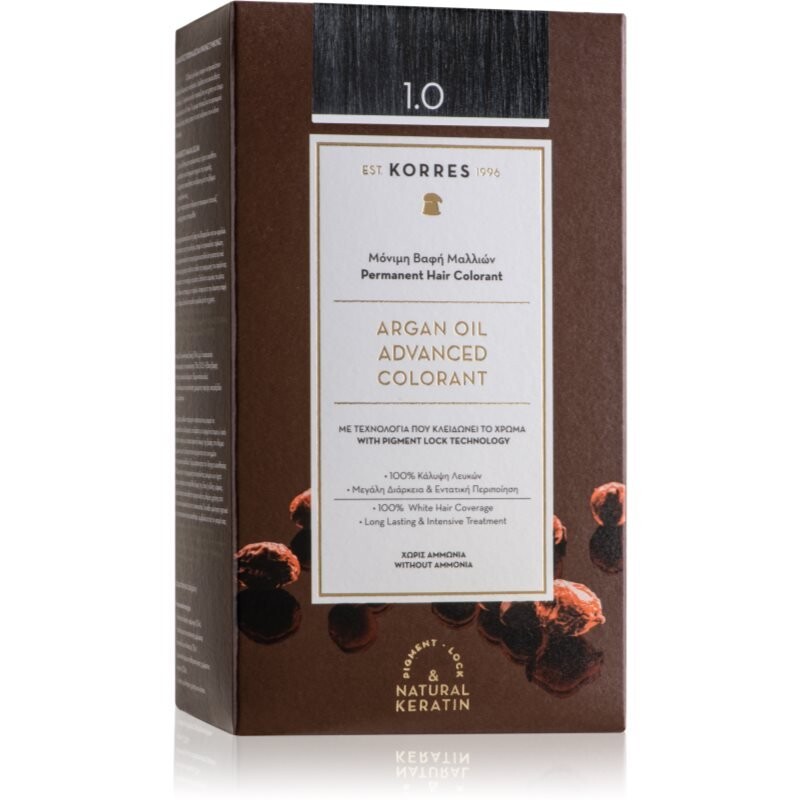 

Стойкая краска для волос Korres Argan Oil с оттенком арганового масла 1.0 Черный 50 мл Inna Marka