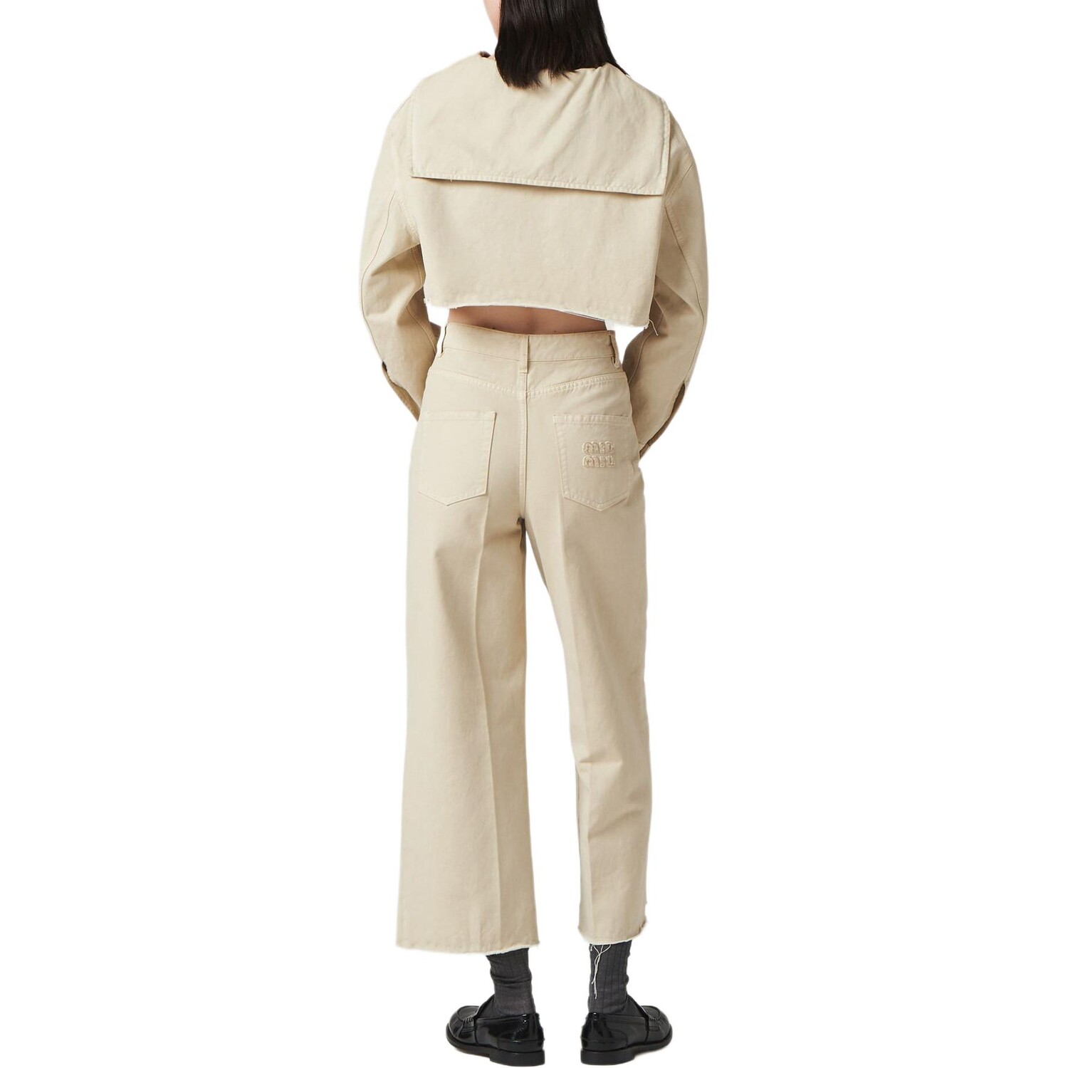 Повседневные брюки женские меловые белые Miu Miu — фото 3