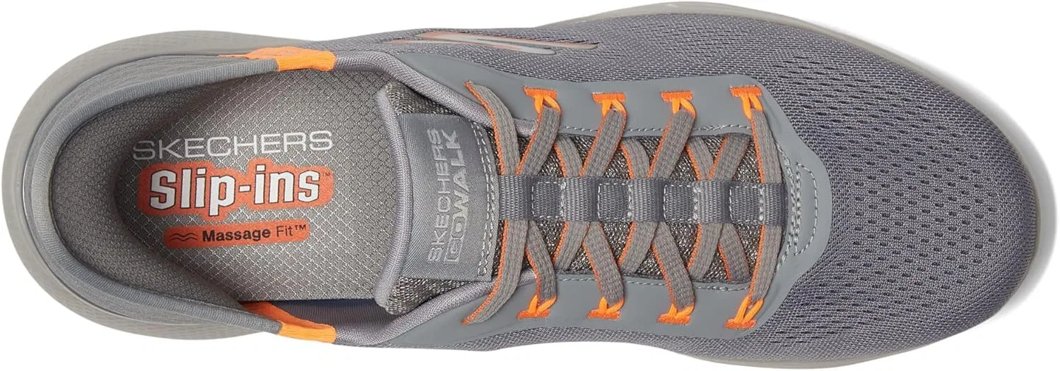 Мужские кроссовки Skechers Hands-Free Go Walk Massage Fit Swedish, Grey-Orange — фото 2