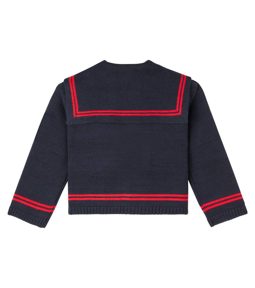 Маленький полосатый кардиган из шерстяной смеси Tinycottons, Navy — фото 3