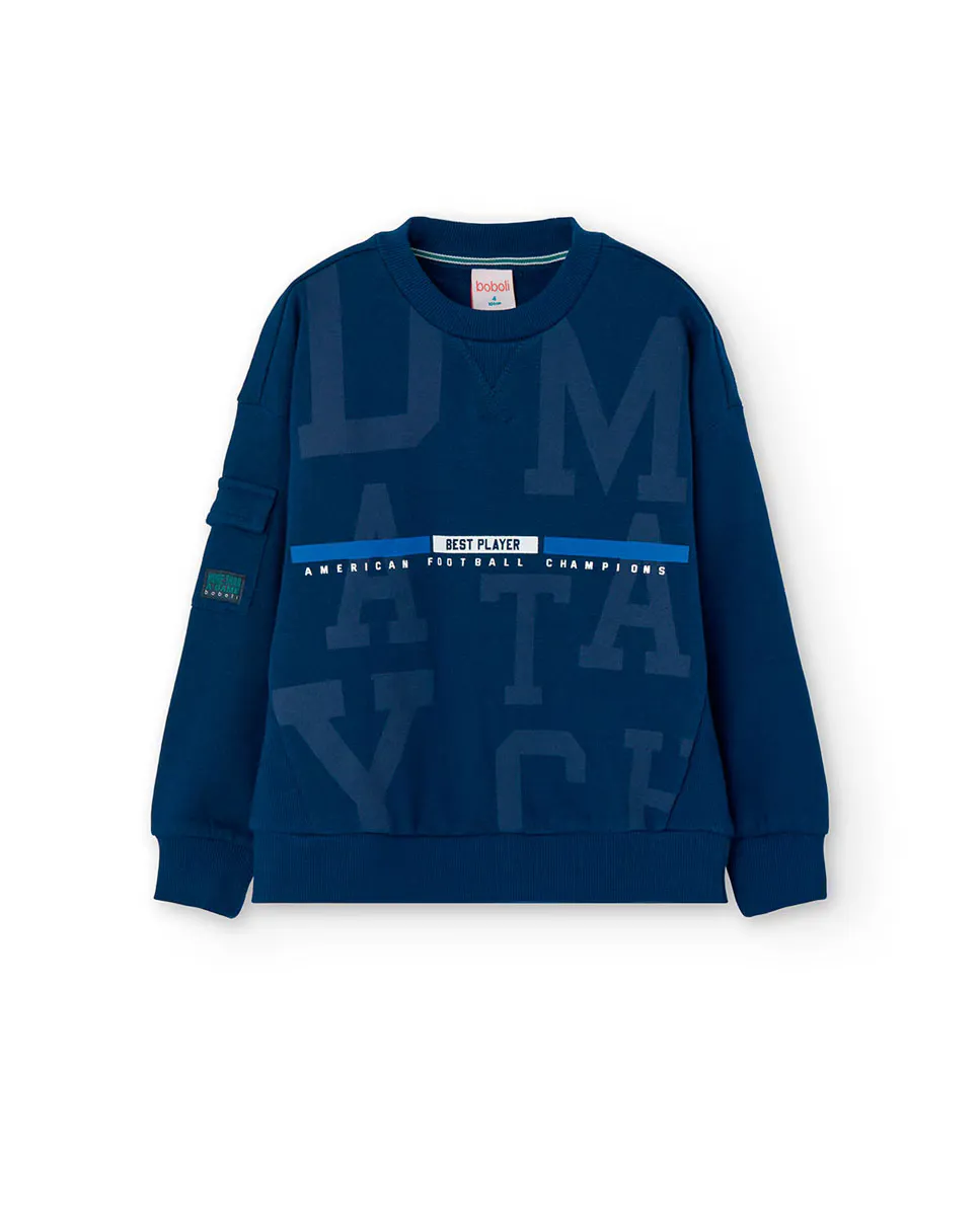 

Плюшевая толстовка для мальчика с принтом спереди Boboli, темно-синий