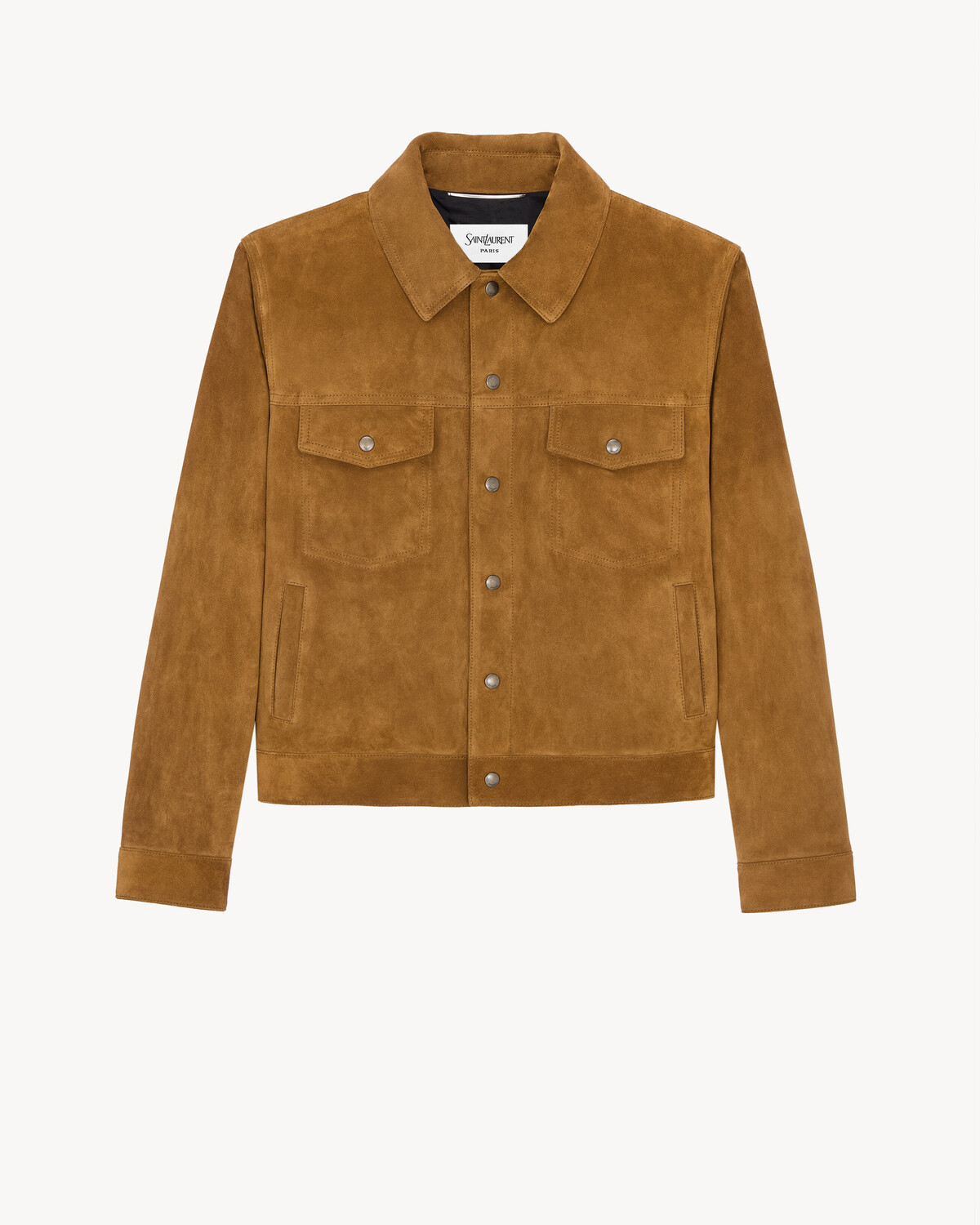 

Короткая куртка из винтажной спилковой кожи SAINT LAURENT, коричневый